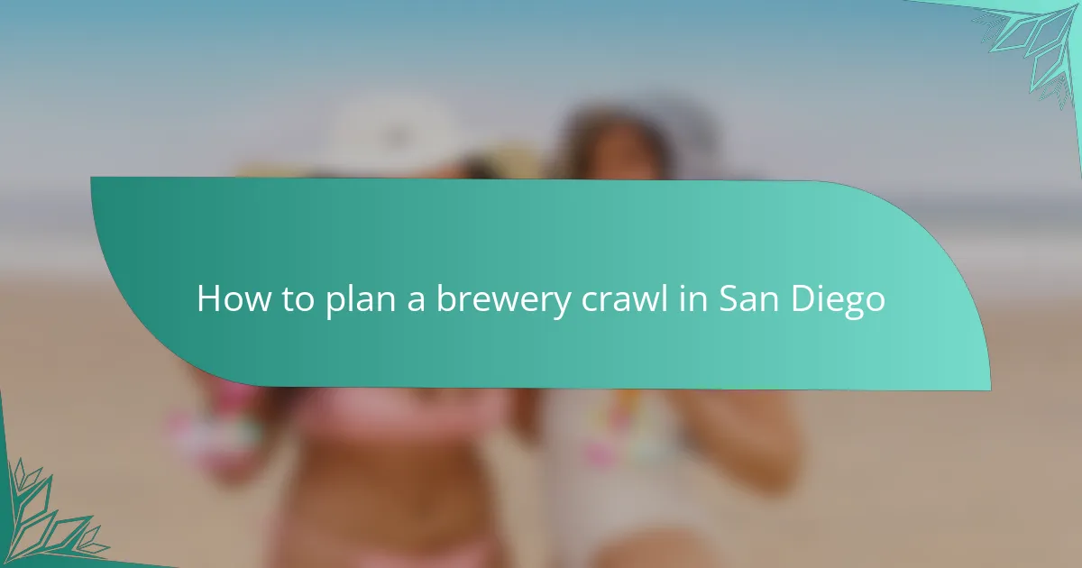 How to plan a brewery crawl in San Diego
